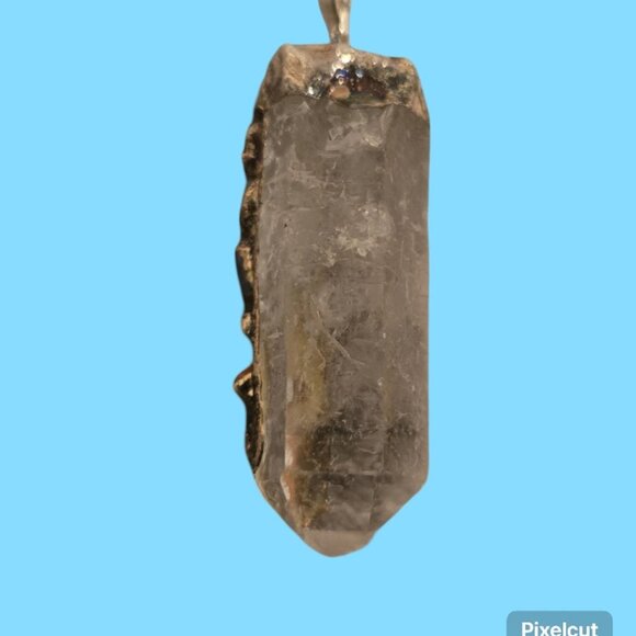 Crystal Chakra handmade with quartz crystal and green bi cone beads emerald 20in - Picture 3 of 6